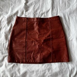 Brown Leather Mini Skirt